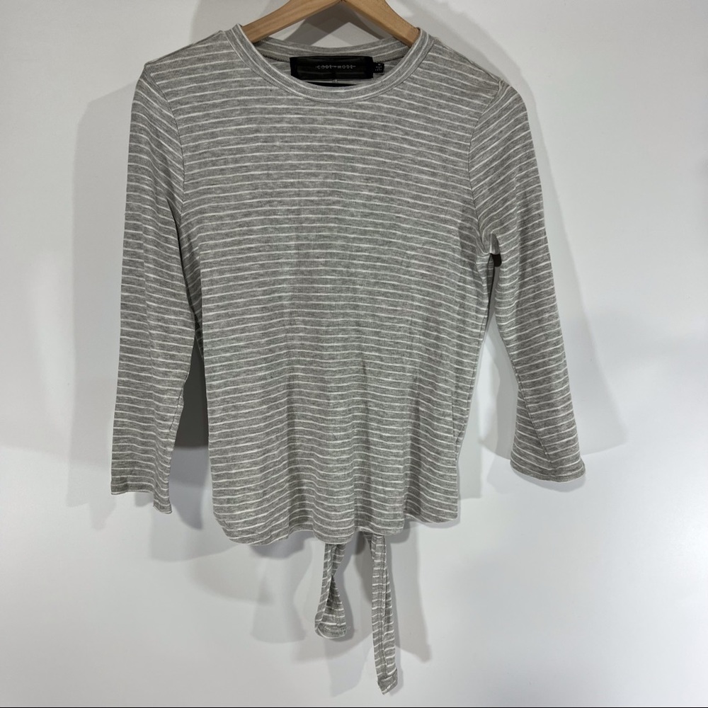 NEW Code X Mode Light Grey Stripe Back Tie T-Shirt Top